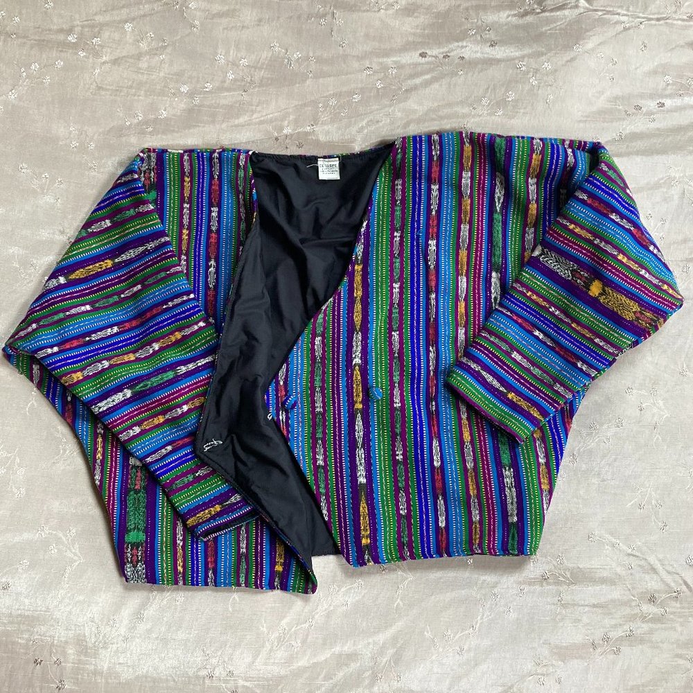 EUC Vintage Panajachel Guatemala Woven Jacket Coat Fully Lined